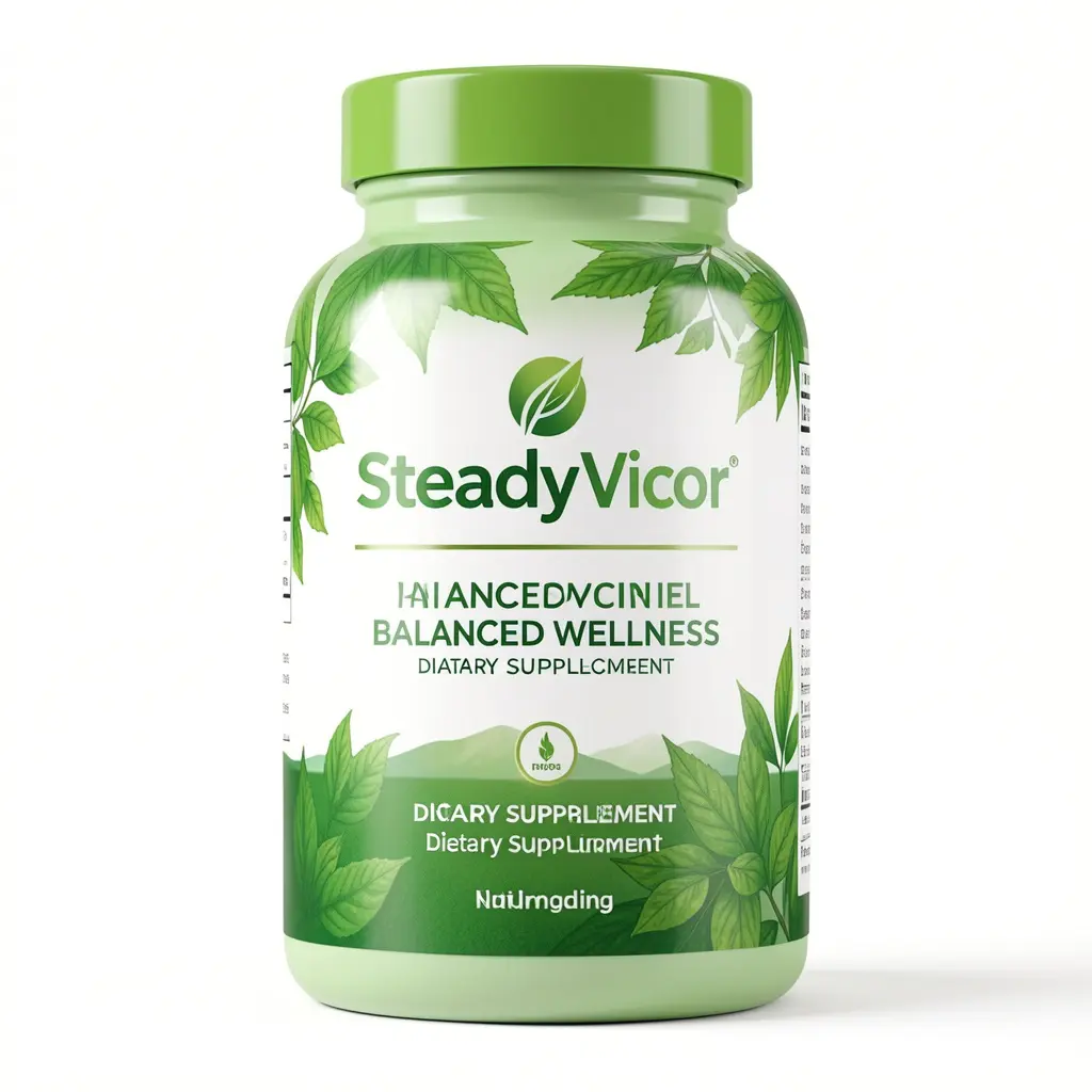 SteadyVigor balanced wellness complex supplement bottle with natural green label